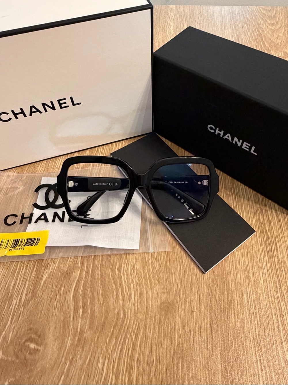 Auth CHANEL Black BLUE LIGHT Glasses